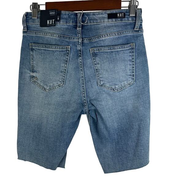 KUT FROM THE KLOTH SOPHIE HIGH RISE BERMUDA SHORTS MEDIUM WASH NWT WOMEN'S 0 - Picture 2 of 15